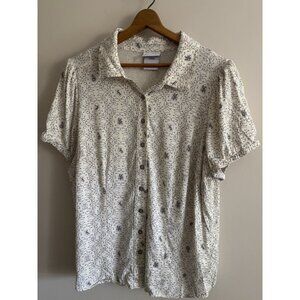 Harry Potter Wizarding World Blouse Womens Size XL Short Sleeves Beige Black